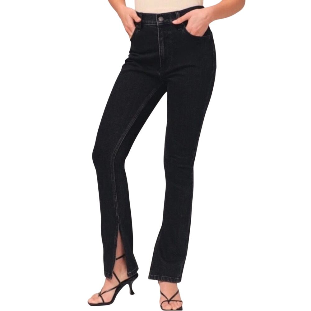 Abercrombie & Fitch Curve Love High Rise Skinny Split Hem Jeans Black 33 16S NWT